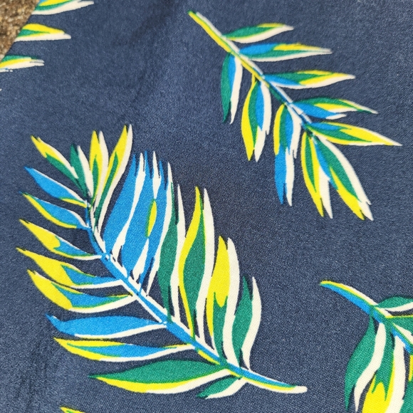 Beachlunchlounge Navy Sleeveless Dress Leaf Print Tassels Size XS Coastal Beachy - Picture 7 of 10